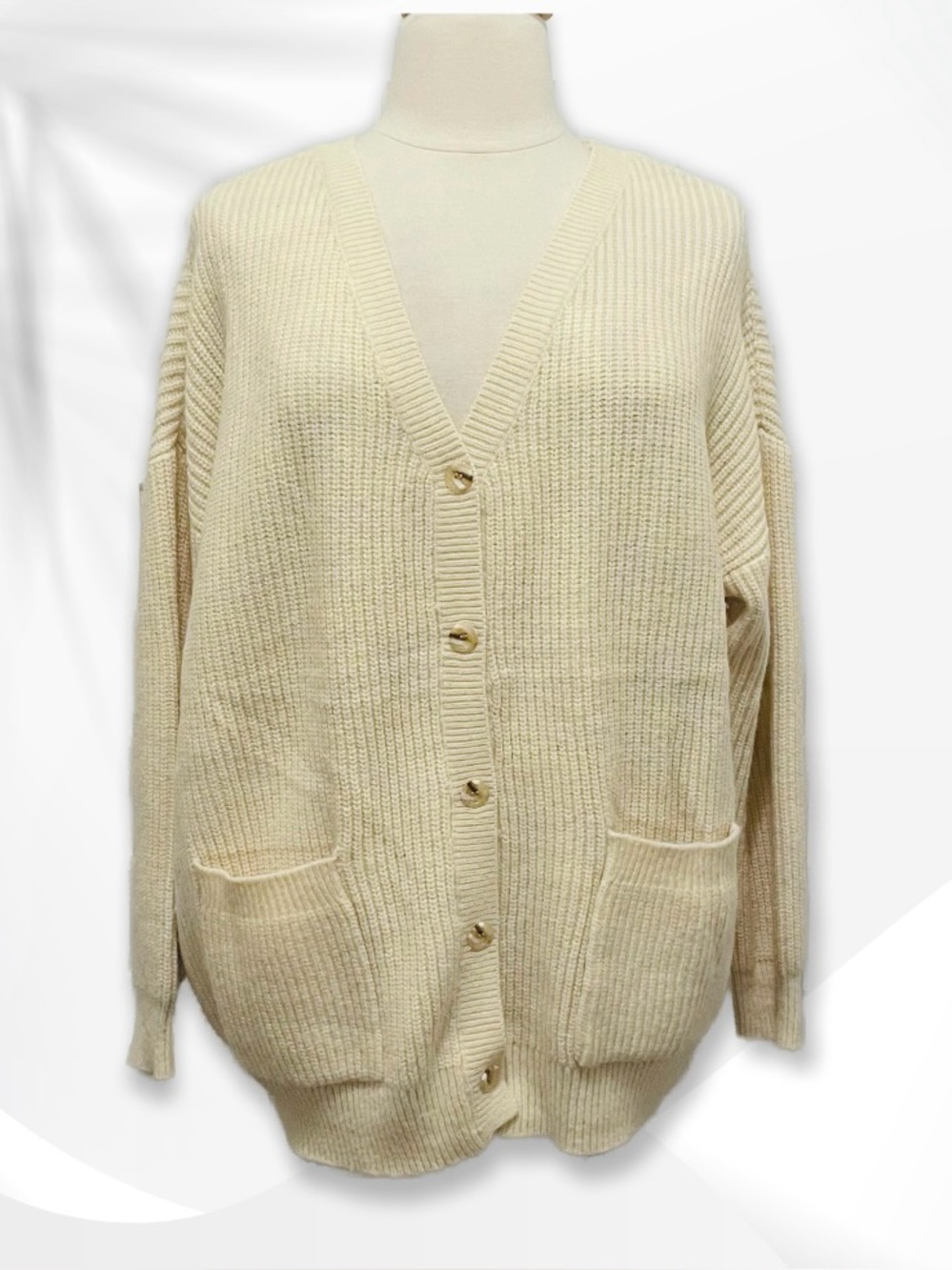 Knit Ribbed Button-Front Cardigan sz 2XL
